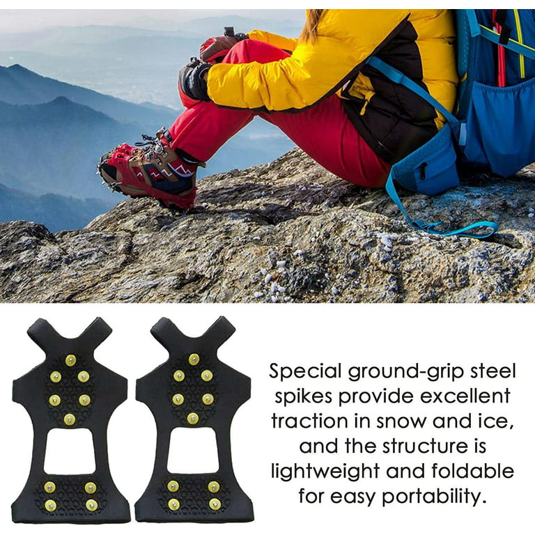 Snow Cleats | Boot Cleats for Snow and Ice with 10 Steel Studs | Hiking Boots and Snow Shoes Climbing Spikes Grippers for Men and Women