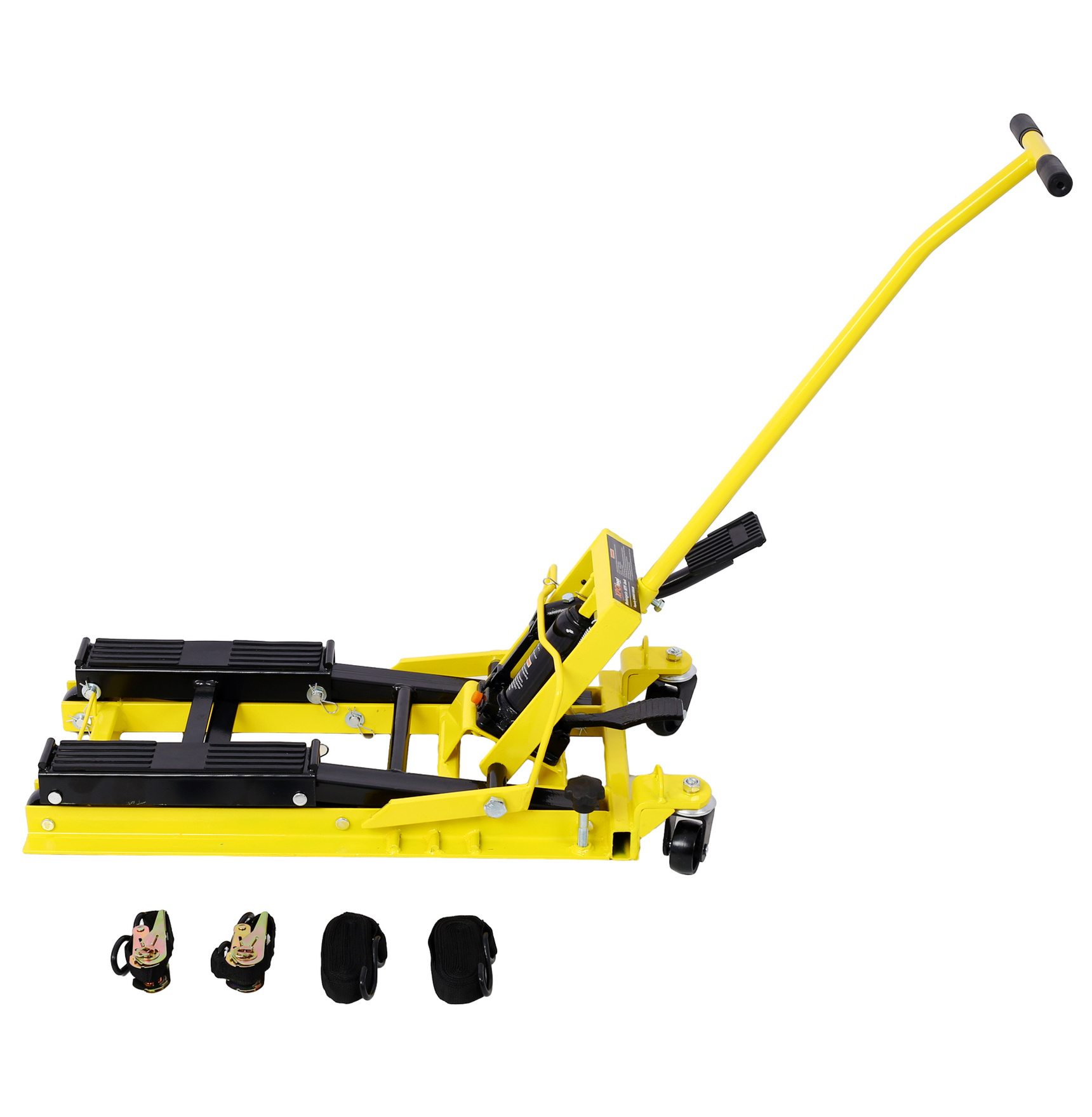Motorcycle Lift Jack 1500 LBS, ATV Scissor Lift, Portable Hydraulic Jack Stand with Wheels - Yellow