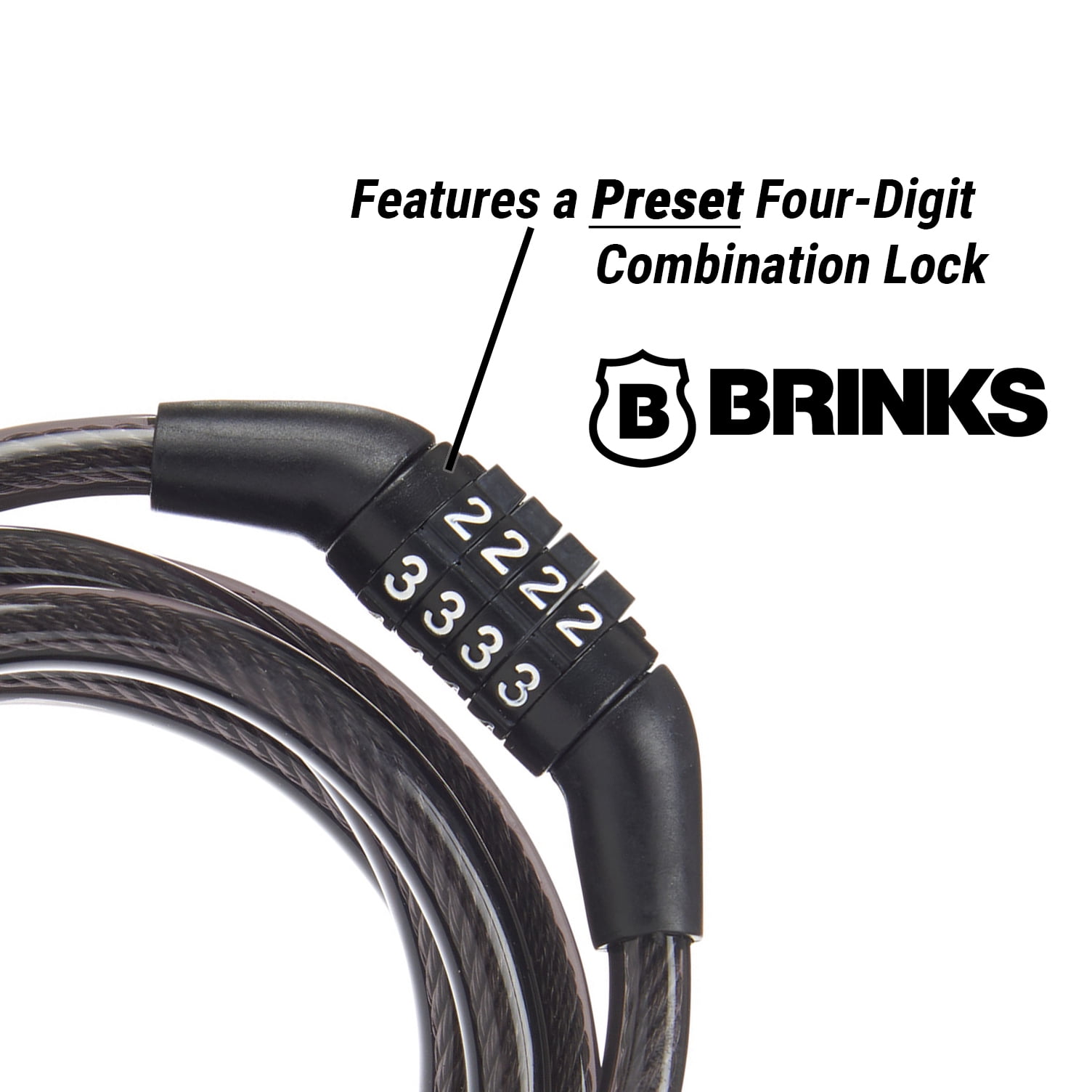 Brinks Covered 5/16 inch x 5 feet Flexible Steel Combination Cable Lock