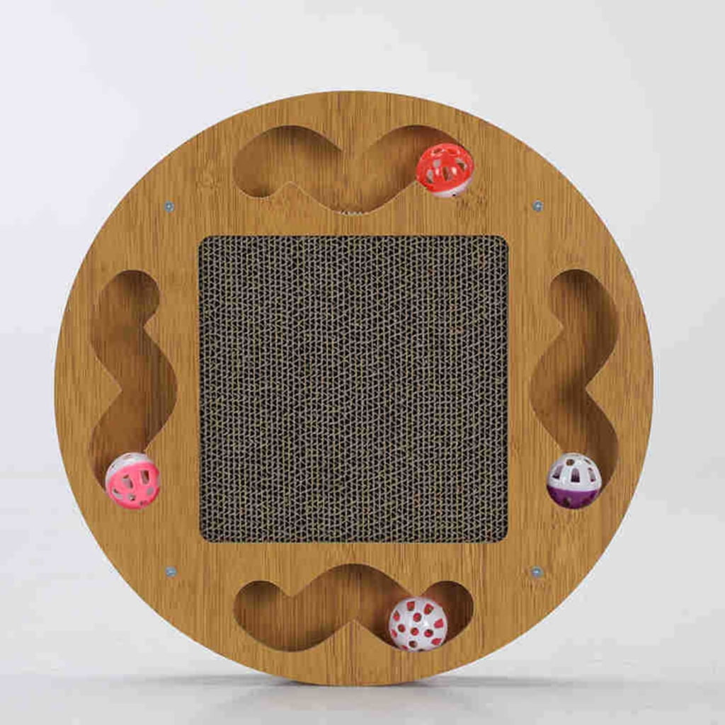 Interactive Cats Toy with Teasing Track Ball Circuit Toy with Scratch Pad Multifunctional Cats Teasing Toy