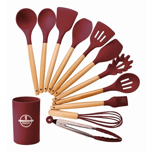 Utensilios De Cocina Para Reposteria Kit De 12 Piezas De Silicona Uso Profesional Fasilyt Xtellar Vino