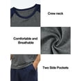 thumbnail image 5 of Pdbokew Mens Pajamas Set Lightweight Summer Pjs Sleepwear Soft Comfy Short Sleeve Loungewear Dark Gray with Navy Blue XL, 5 of 6
