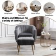 thumbnail image 6 of Westice French Country Soft Velvet Upholstered Tufted Barrel Accent Chair, Gray, 6 of 8