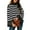 C Black, variant on DOKOTOO Womens Striped Sweater Mock Neck Ribbed Knit Top Baggy Jumper Top Bell Sleeve Pullover Sweaters Soft Casual Winter Tops Side Split Sleeve Jumpers