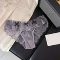 thumbnail image 2 of KHONTS Women's Lace Trim Sweet Briefs Sheer See Through Low Waist Ruffle Cheeky Underpants Grey L, 2 of 9