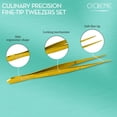 thumbnail image 3 of O'Creme Stainless Steel Precision Kitchen Tweezer Tongs 6.25" with Fine Tip Gold, 3 of 5