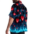 thumbnail image 3 of Valentine's Day Love ECG Men's Hawaiian Button Down Short Sleeve Casual Printed Summer Beach Unisex Shirt, 3 of 6