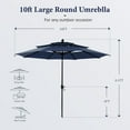 thumbnail image 2 of MF Studio 10ft Patio Umbrella 3 Tier Vented Outdoor Market Umbrella with Crank and Tilt All Aluminum Frame Navy Blue, 2 of 8