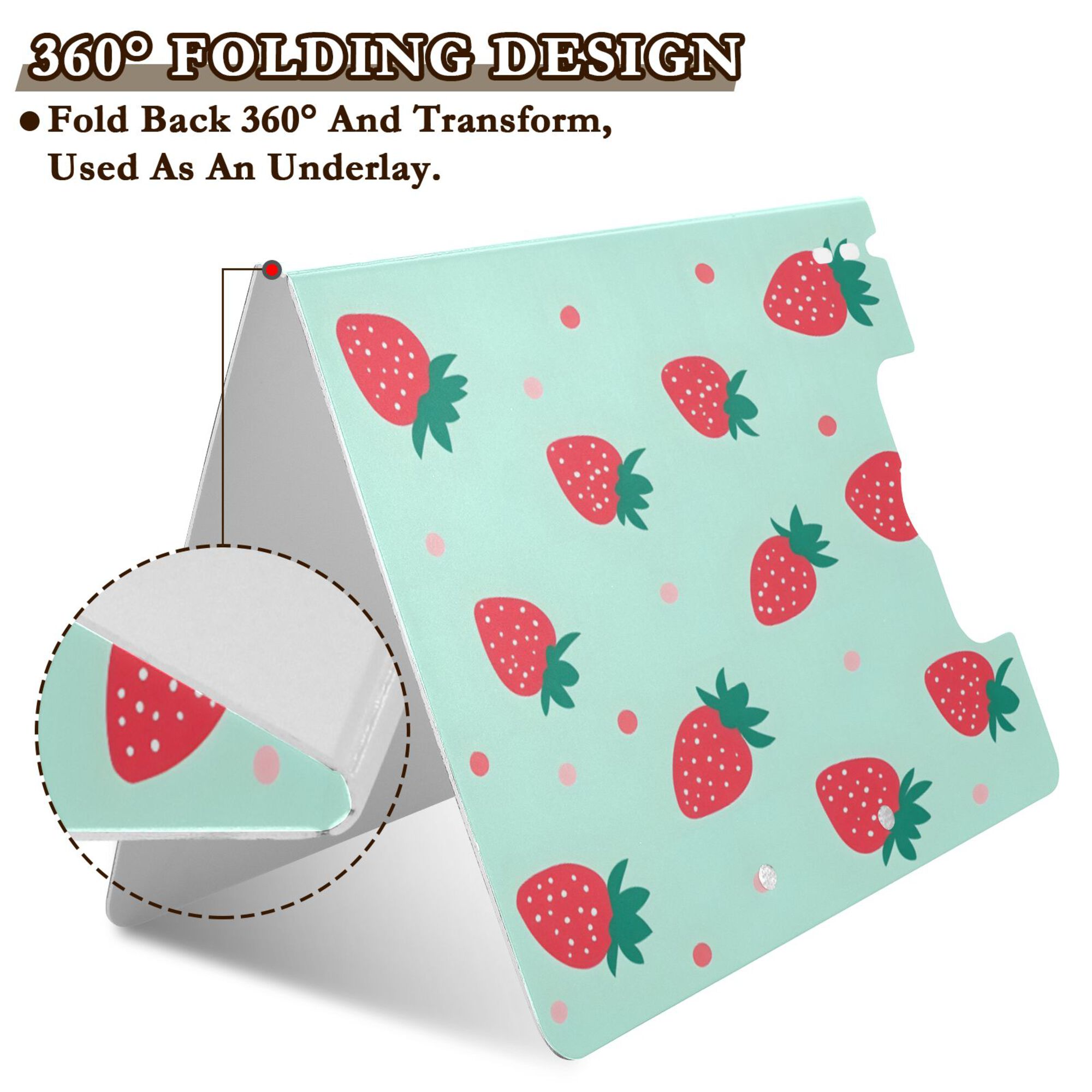 FORMRS A4 Clipboard Folder with Pen Holder Horizontal Foldable School Office Binder, Green Strawberry