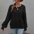thumbnail image 2 of Gibobby Suéter casual mujer, Suéter de cuello redondo para mujer, casual, manga larga, color sólido, punto grueso, suéter suave(Negro,G), 2 of 5