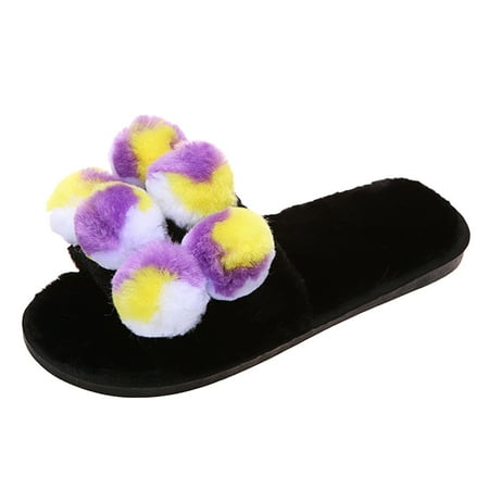 

Larisalt Slippers For Women Women s Slippers Memory Foam Fuzzy House Shoes Soft Thick Sole Indoor Slippers Purple