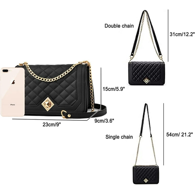 PS PETITE SIMONE Crossbody Bags for Women Trendy Quilted Bag Shoulder with  Chain Small Handbag Evening Bag Satchel Purses