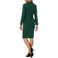 thumbnail image 4 of INSPIRE CHIC Mother's Day Women's 2 Piece Skirt Suit Set Peplum Blazer High Waist Pencil Skirt Work Outfit L Dark Green, 4 of 7