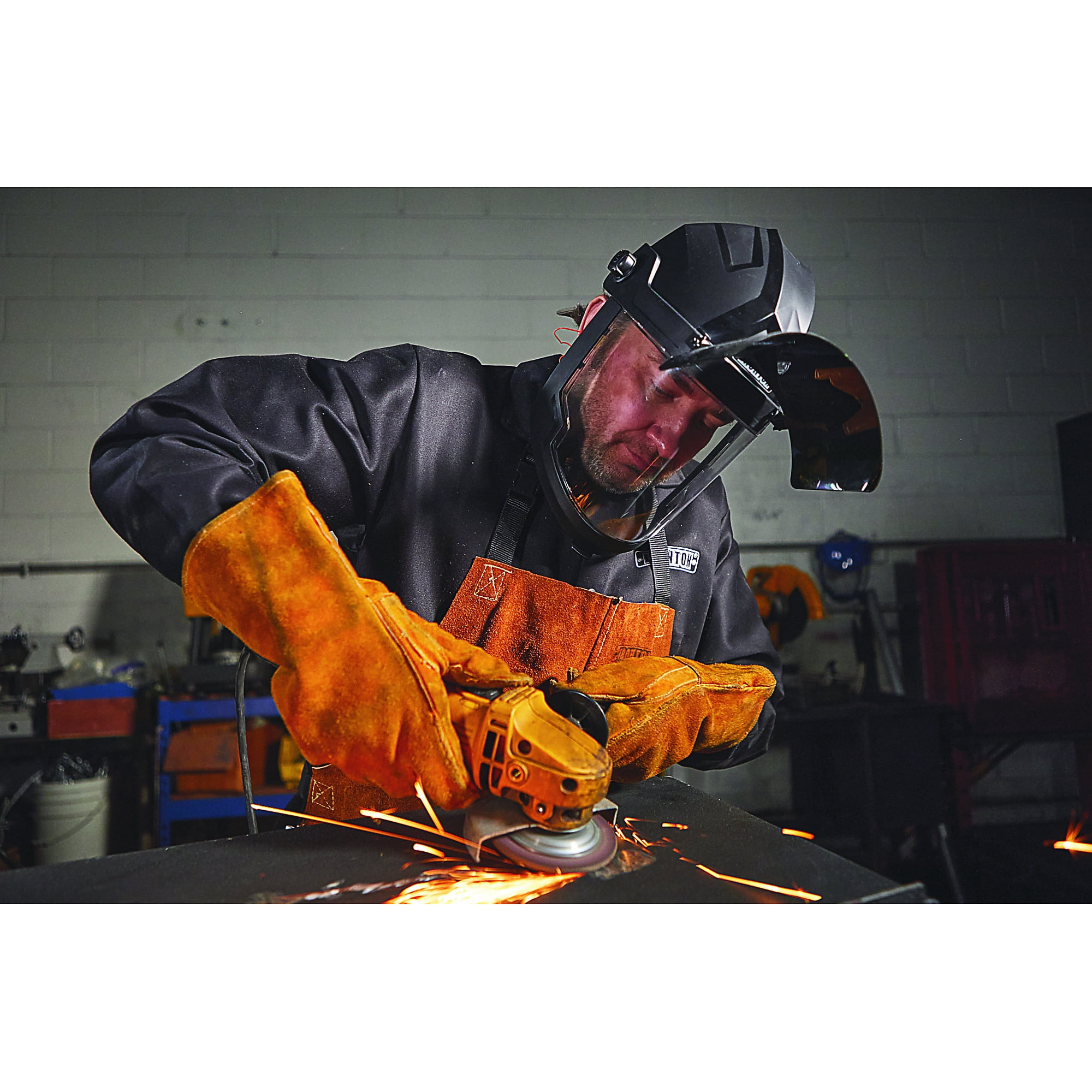Ironton Face Shield, #8 Shade, Black, Flip-Up Visor