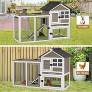 MEDEHOORabbit Hutch Chicken Coop Expandable Indoor Bunny Cage Outdoor Guinea Pig Cage with Run 51.6 L