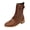 Brown, variant on Brown Womens Casual Round Toe Mid Calf Boots Side Zipper Solid Color Ankle Booties For Spring Fall Outdoor Leisure Fashion