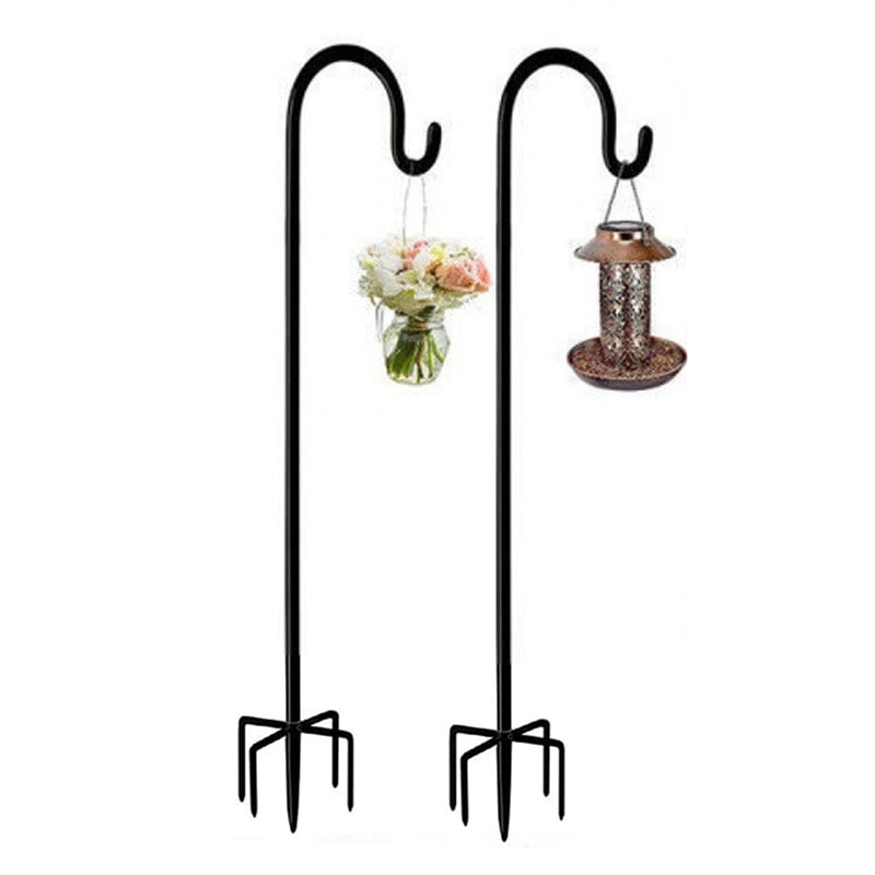 2pcs 48inch Outdoor Shepherd'S Hook, Heavy Duty Bird Feeder Post for Hanging Lanterns, Bird Feeders with 5-Foot Base