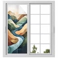 thumbnail image 2 of Colorful Abstract Art Window Privacy Film, Mountain Modern Watercolor Static Cling UV Sun Blocking Tint Film Heat Control Windows Films for Bedroom Bathroom, Window Stickers 29.5"x78.7", 2 of 8
