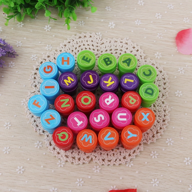 26 English alphabet/lot Assorted Mini Colorful Rubber Alphabet Letter  Stamps for Children