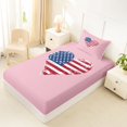 thumbnail image 4 of Manfei Cute American Flag Heart Twin Sheets,Pink Bedding,3-Piece,1 Fitted Sheet and 1 Pillowcase, 4 of 6