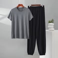 thumbnail image 2 of Cavosen Men's Short Pajama Sets 2 Piece Casual Crewneck Short Sleeve Sleepwear with Jogger Pants Solid Breathable Loungewear Summer Soft Matching Set, 2 of 5