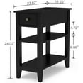 thumbnail image 3 of Side Table Living Room, Narrow End Table with Drawer and Shelf, 3-Tier Sofa End Table for Small Space, Black, 3 of 4