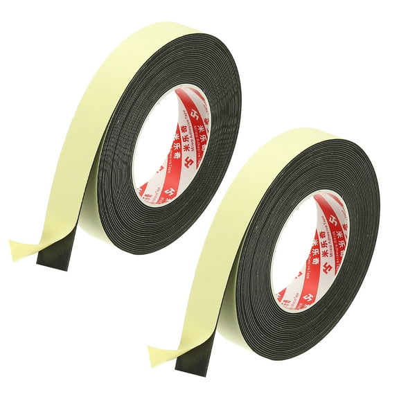 1 Inch x 33 Ft Weather Stripping Door Seal Strip, 2 Roll 1mm Thick EVA Self Adhesive Foam Seal Tape for Door Window Insulation, Black