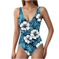 thumbnail image 6 of Lopeceal Women Ribbed One Piece Swimsuit Swim Suits V Neck Bathing Suits High Cut Adjustable Strap Monokini Swimwear, 6 of 6
