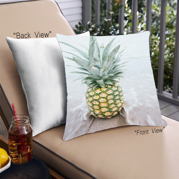 Ahgly Company Foods Pineapple Outdoor Throw Pillow, 18 inch by 18 inch