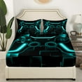 thumbnail image 3 of Twin Bedding Set For Boys Gamer Sheet Set For Boys Girls Kids Gaming Bed Sheets Teal Black Teens Child Gamer Room Decor Game Geometric 1 Fitted Sheet 1 Flat Sheet 1 Pillow Case Gamer Gifts, 3 of 6