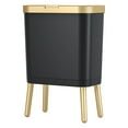 thumbnail image 2 of Cateissary Cesto de basura moderno y estrecho para cocina - Bote de basura fácil de usar con botón elegante Suministros de limpieza para el hogar oro negro (15L33.2*19.6*48.5cm, 2 of 6