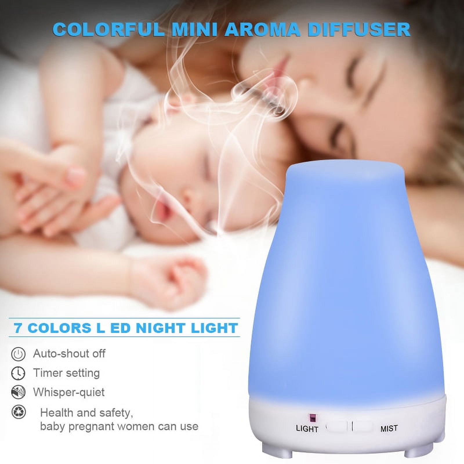 OUSITAI 7-Color LED Essential Oil Diffuser Aromatherapy Cool Mist Ultrasonic Humidifier for Home Office Bedroom Room USB Aromatherapy Humidifier
