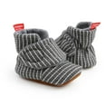 thumbnail image 6 of Juebong Infant Baby Cozy Booties Newborn Boy Girl Stay On Slipper Fall Winter Gripper Non-Slip Crib Shoes Dark Gray,12, 6 of 8