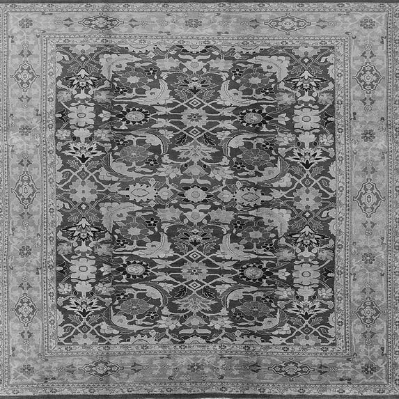 Ahgly Company Indoor Square Oriental Gray Industrial Area Rugs, 5' Square