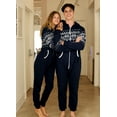 thumbnail image 3 of Notus Unisex Adult One Piece Pajama Hooded Zip Sleepwear Jumpsuit for Men and Women Diamond Navy L, 3 of 6