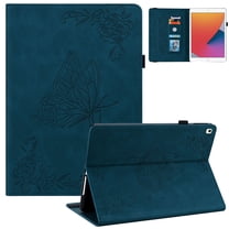 iPad 10.2 Case 2021,iPad 10.2 Case 2020/2019, Allytech Butterfly Embossed Shock Absorption Kickstand Pencil Holder Auto Sleep Wake Slim Cover Case for Apple iPad 10.2" 9th 8th 7th Generation, Darkblue
