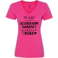thumbnail image 3 of Inktastic My Aunt is a Respiratory Therapist and a Hero Women's V-Neck T-Shirt, 3 of 5