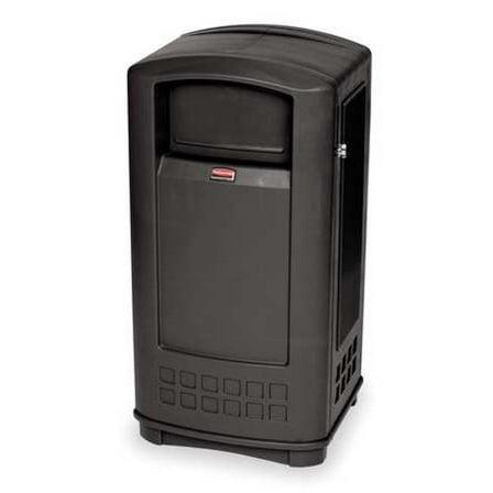 RUBBERMAID FG9P9000BLA 35 gal. Plastic Rectangular Trash Can , Black