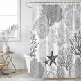 thumbnail image 4 of Grey Coastal Bathroom Shower Curtains with 12 Hooks Polyester Waterproof Shower Curtain for Stalls and Bathtubs Ocean Coral Starfish Shell Modern Sea Decorative Bathroom Privacy Curtain 36x72 Inches, 4 of 9