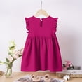 thumbnail image 5 of Toddler Girl Casual Sleeveless Sundress New Baby Girls' Summer Ruffle Sleeveless Dress Toddler Loose Casual Comfy Beach Sundress Pinks 3-4 Years, 5 of 8