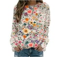 thumbnail image 1 of KIHOUT Chandails pour Femmes en Liquidation, Blouses à Manches Longues Col Rond Imprimé Floral Ample Automne Hiver, Tailles P-2TG, 1 of 5