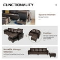 HONBAY Upholstered Faux Leather Sectional Sofa Couch with Storage Ottoman, Brown