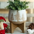 thumbnail image 2 of Flora Bunda CT881E-RD 6 Ceramic XMAS Planter on Wood Stand,Red, 2 of 5