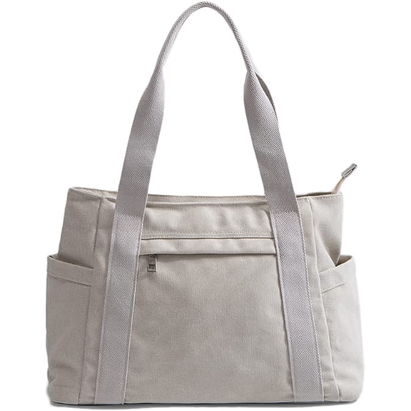 PIKADINGNIS Women's Canvas Tote Bag Purse Retro Large Size Corduroy Shoulder Bags Messenger Multi-pockets Hobo Handbag Zip Closure