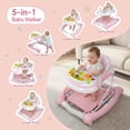 thumbnail image 3 of PRVAETU 5 in 1 Baby Walker,Jumper,Rocking,Push,Eating Mode for Boys Girls,Foldable,Music & Light,Height Adjustable,Wheel for Infant,Pink Stripes, 3 of 7