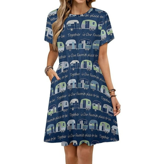 Together Is Our Favorite Place to Be Camper Short Sleeve Dress Women Summer Evening Dresses Ladies Sundress
