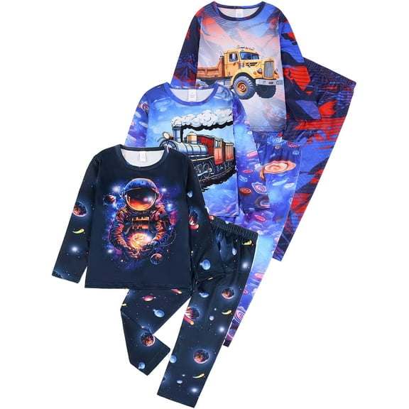 ATAIKU 3-8Y Toddler and Little Boy Pajamas Set Kids Long Sleeve Tee and Pants Astronaut Sleepwear Boys 2-Piece Jammies
