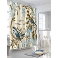 thumbnail image 3 of Vintage Bird Flower Shower Curtain, Watercolor Green Blue Floral Waterproof Shower Curtain Set with 12 Hooks Lightweight Washable Fabric Shower Curtains for Bathroom 72x84 Inches, 3 of 6