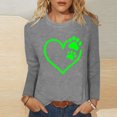 thumbnail image 1 of Honeeladyy - Camiseta de manga larga para mujer, cuello redondo, bonita, informal, con estampado de corazones, moderna, camiseta de tres cuartos, para conciertos de música country (gris, 2XL), 1 of 4
