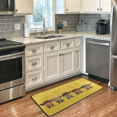

Long Floor Mat 39x20Inch Kitchen Mat Bathroom Mat Living Room Mat Bedroom Mat Absorbent Delicate Fabric No Ball Do Not Fade Red Faced Western Cowboy Boy